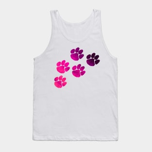 Pink Pawprints Design Tank Top